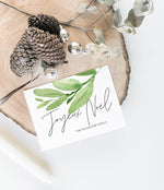 Modern Joyeux Noel Eucalyptus Merry Christmas Cards, Holiday, Personalized Card, Custom Christmas Card Set, Simple Greenery Cards