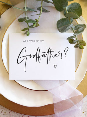 
            
                Load image into Gallery viewer, Simple Will You Be My Godfather Card, God Father Proposal Card, Christening Gift, Baptism Gift, Godparent Asking Card BT
            
        