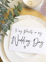 To My Parents on My Wedding Day Card, Parents Wedding Card, Parents Of The Groom, Wedding Card For Mom And Dad, Brides Parents, BT