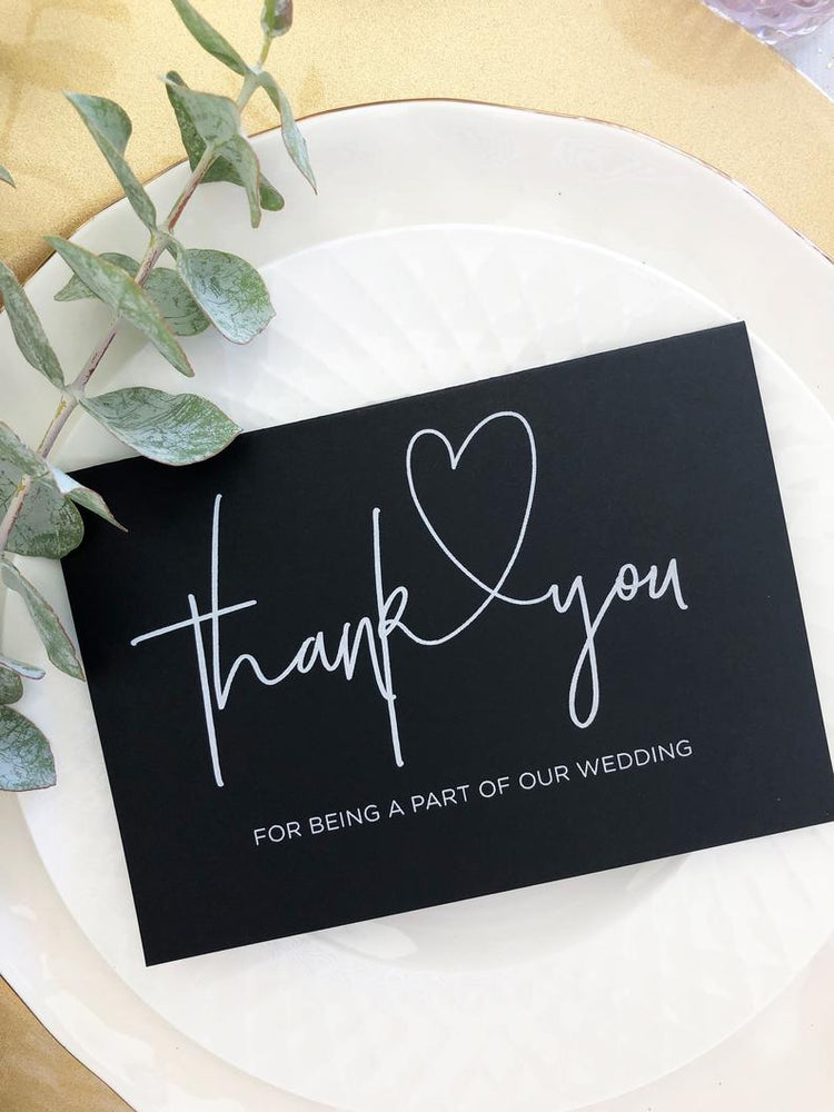 
            
                Load image into Gallery viewer, Black and White Thank You For Being A Part of our Wedding Card, Modern Wedding Card, Wedding Thank You Card, Simple Wedding Card CS
            
        