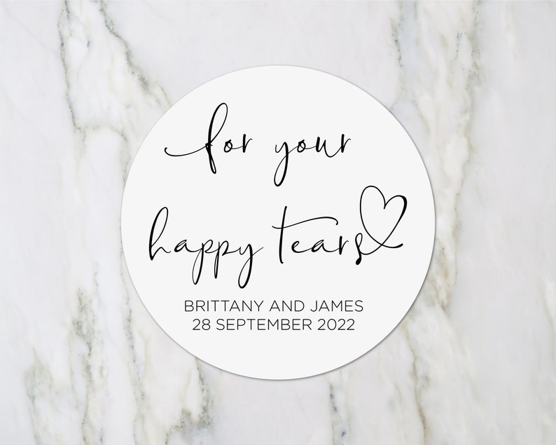 
            
                Load image into Gallery viewer, Cute Wedding Thank You Favor Stickers, For Your Happy Tears Stickers, Custom Round Candy Labels, Personalized Circle Favour Bag Tags, Heart
            
        