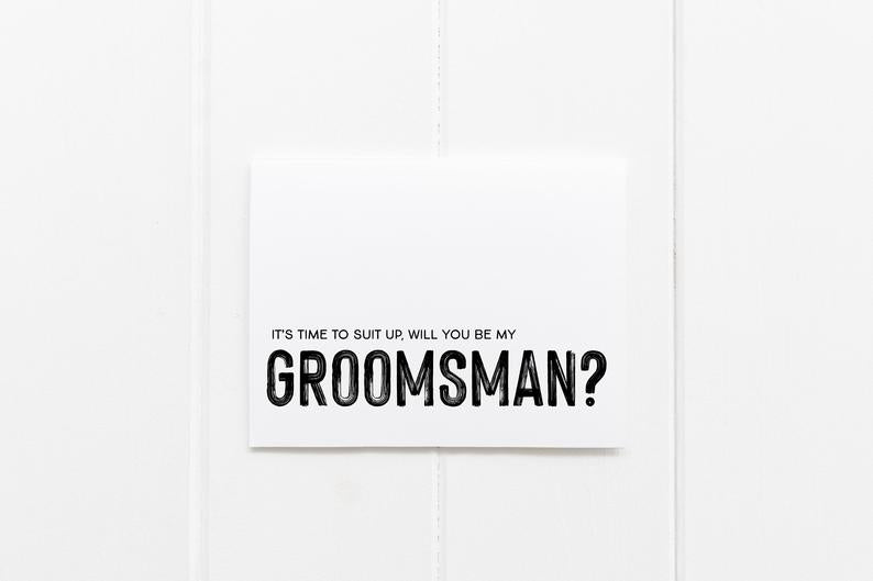 Asking Groomsman Proposal Wedding Card, Suit Up Be My Best Man Invite, Asking Groomsman Gift, Invitation, Simple Cards From Bride and Groom