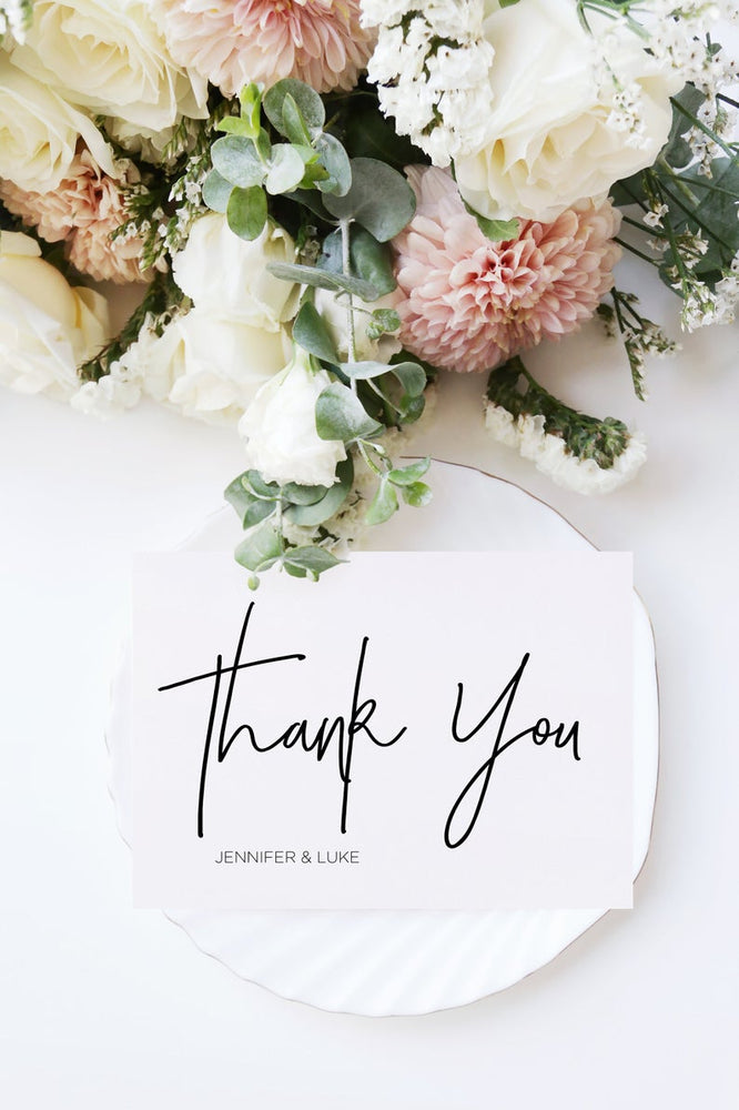 Wedding Thank You Card Template, Wedding Thank You Cards, Personalised Thank You Cards, Personalized Cards, Calligraphy Note Cards, Simple