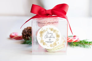 Gold Snowflake Christmas Gift Label Stickers, Merry Christmas, Round Labels, Circle Christmas Wreath, Envelope Seals, Custom Xmas Present