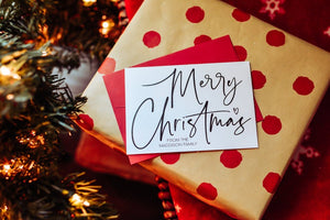 Minimalist Merry Christmas Cards, Holiday Personalized Christmas Card, Custom Christmas Card Set, Seasons Greetings, Black and White Xmas
