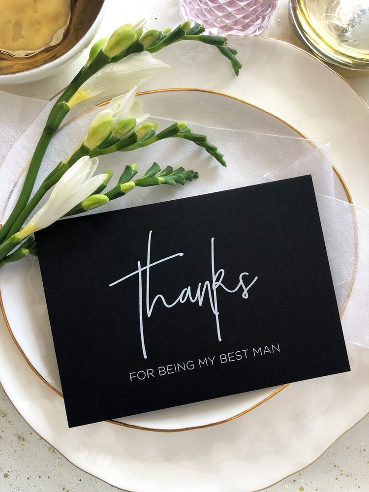 Minimalist Thanks for being my Best Man Wedding Day Card, Groomsman Gifts Ideas, Wedding Thank You Cards, Bridal Party Gifts, Simple CS BW