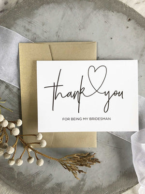 
            
                Load image into Gallery viewer, Thank You For Being Our Bridesman Card, Bridesman Gift, Bridesman Card, Wedding Party Gift, Bridal Party Gift, Calligraphy Card, Wedding Day
            
        