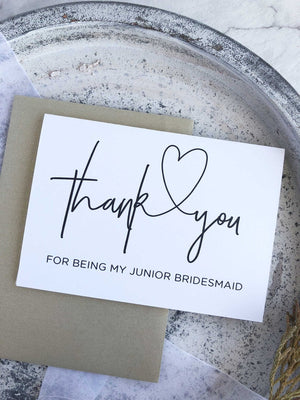 
            
                Load image into Gallery viewer, Thank You For Being My Junior Bridesmaid, Thank You Card, Bridesmaid Gift, Bridesmaid Floral Card, For Bridesmaid Card, Wedding Day Card
            
        