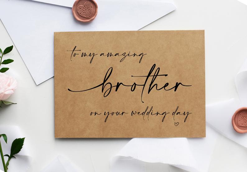 
            
                Load image into Gallery viewer, To My Brother On Your Wedding Day, My Brother Gift from Sister, Wedding Gifts For Groom, Sibling Gift From Sister, Wedding Card, Rustic Card
            
        