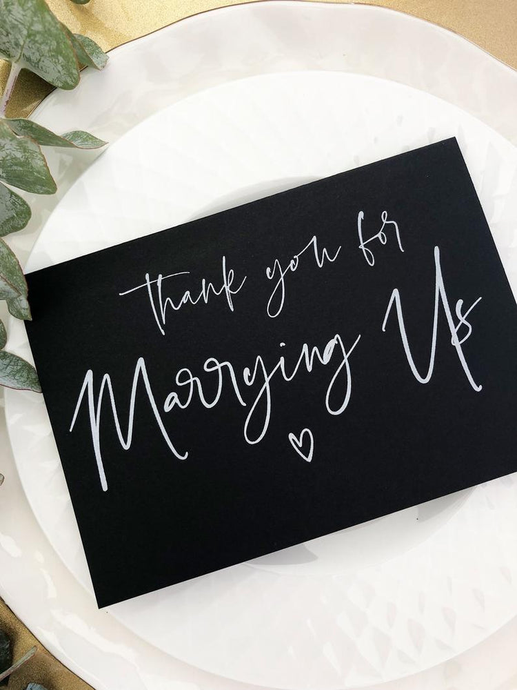 Black and White Thank You For Marrying Us Wedding Day Cards, Wedding Officiant Gift For Officiant, Card For Wedding Celebrant, Modern BT