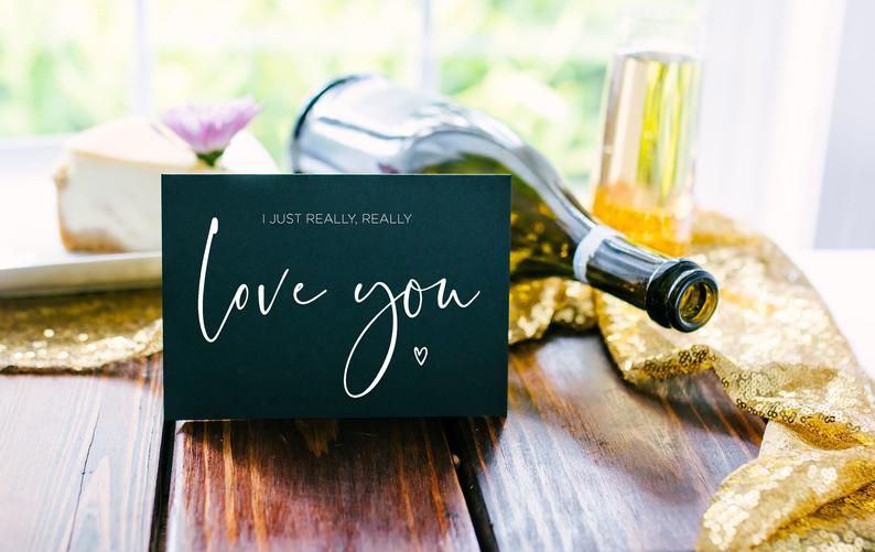 
            
                Load image into Gallery viewer, Black Anniversary Card for Boyfriend, I Really Love You Card for Husband, Gift for Him, Card for Wife, VDay card for Girlfriend, Wedding
            
        