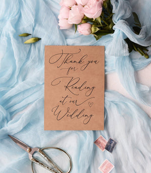 Thank You For Reading at Our Wedding Card, From Bride and Groom, Wedding Reader Gift, Thanks for Speaking at our Marriage Ceremony, Rustic