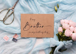 To My Brother On My Wedding Day, My Brother Gift, Wedding Gifts For Brother of The Bride, Sibling Gift From Bride, Wedding Card, Rustic Card