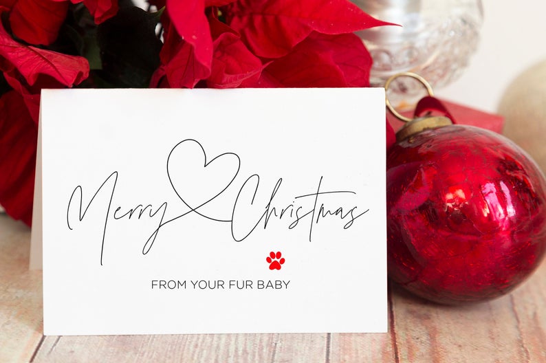 Christmas Card from your Fur Baby, From the Dog, Dog Holiday Card, Merry Christmas, Xmas Card from the Cat, Dog Mom, Dog Dad, Pet Parents
