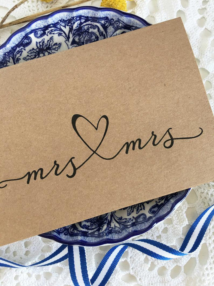 
            
                Load image into Gallery viewer, Lesbian Wedding Card, Lesbian Wedding Gift, Mrs And Mrs Card, Gay Wedding Gift, Gay Engagement Gift, Lesbian Couple, Calligraphy Card, Gold
            
        