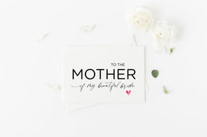 
            
                Load image into Gallery viewer, Mother of the Bride Gifts, Parents in Law Gift, Brides Parents, Mom In Law Card, Groom Gift for New In Laws, To Mother in Law Wedding Day
            
        