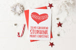 Custom To My Girlfriend Merry Christmas Card, Personalized Christmas Holiday Card for My Girl Friend, Christmas Gift, Cute Red & White Heart