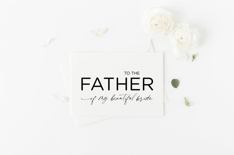 
            
                Load image into Gallery viewer, Father of the Bride Gifts, Parents in Law Gift, Brides Parents, Dad In Law Card, Groom Gift for New In Laws, To Father in Law Wedding Day
            
        