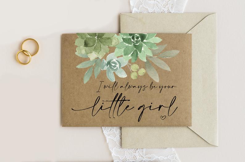 I Will Always Be Your Little Girl Wedding Day Cards for Parents, Mom Gift, Card Dad, Gift For Mother Father Of Bride from Daughter, Rustic