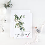 Cute Greenery Christmas Card, To My Girlfriend Holiday Card, From Boyfriend Card, First Christmas as Couple Happy Holidays Fiance I Love You