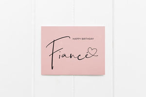 Pink Happy Birthday Fiancé Card Boyfriend, Birthday Cards Girlfriend, Gift for Husband from Wife, Hubby Birthday for Her, Cute Love, Engaged