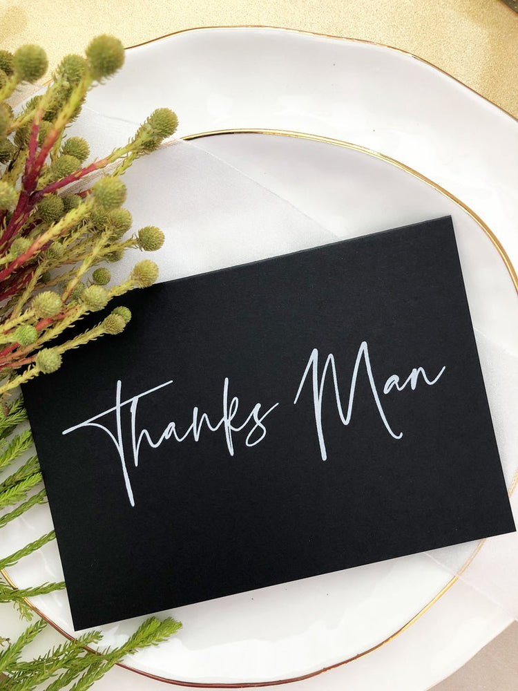 
            
                Load image into Gallery viewer, Black and White Thanks Man Wedding Day Card, Thank You Best Man Card, Groomsmen Gift Ideas, Bridal Party Gifts, Modern Wedding, BT
            
        