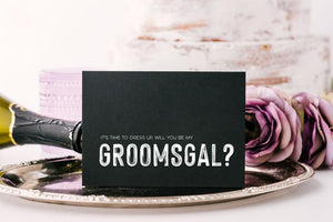 Black Be My GroomsGal Proposal Card, Dress Up Card, Grooms Gal Gift, Asking Card, Bridal Party Card, Wedding Party, Female Groomsman, Groom