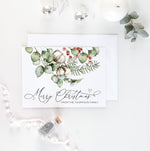 Merry Christmas Cards, Rustic Holiday, Personalized Christmas, Custom Greeting Card Set, Pine Trees, Woodland Christmas, Corporate Cards