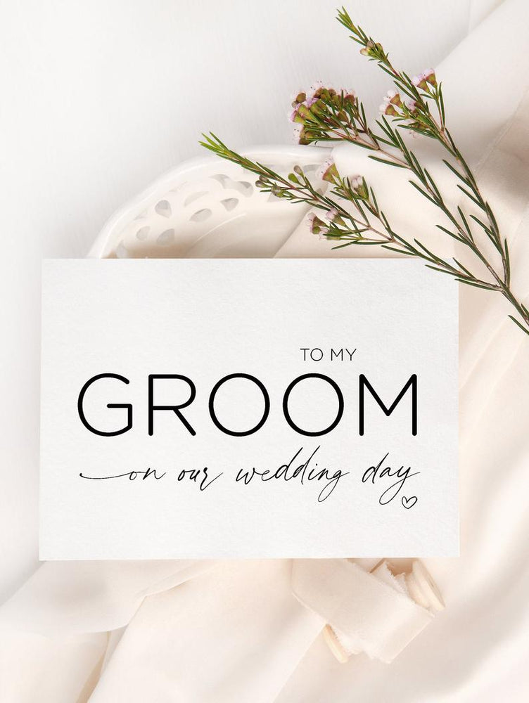 To My Groom Wedding Card, From Bride, Husband from Wife On Wedding Day, Gift For Groom To Be, Love Cards, Cute Modern Wedding Stationery