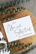 Modern Parents of the Bride Gifts, Mom & Step Dad of the Groom, Brides Parents, Mom Card, Gift for Parents, To My Parents in Law Wedding Day