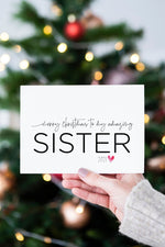 Christmas Cards for Sister, To My Sister Merry Christmas Card from Brother, Cute Simple Holiday Seasons Greetings Cards, Sibling Gift