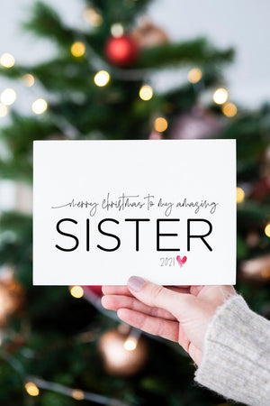 
            
                Load image into Gallery viewer, Christmas Cards for Sister, To My Sister Merry Christmas Card from Brother, Cute Simple Holiday Seasons Greetings Cards, Sibling Gift
            
        