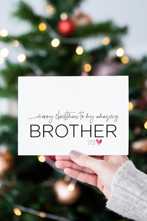 Christmas Cards for Brother, To My Brother Merry Christmas Card from Sister, Cute Simple Holiday Seasons Greetings Cards, Sibling Gift