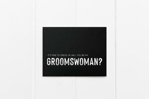 Black Will You Be My Groomswoman Wedding Day Card, Bridesmaid Gift Ideas, Wedding Party Proposal Invite, Grooms Party Gifts, Groomsman