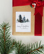 Custom Christmas Gift Label Stickers, Pine Tree Holiday Stickers, Rectangle Labels, Rustic Christmas, Envelope Seals, Xmas Present Tags