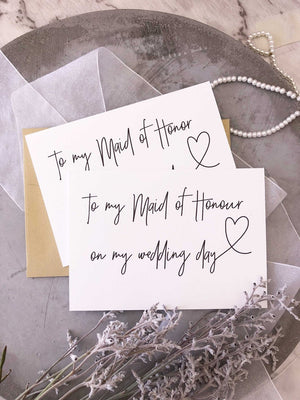 To My Maid of Honor on My Wedding Day Gifts, Thank You Card, Maid of Honour Cards, Bridesmaid Card, For Bridesmaid, Wedding Day Bridal Party