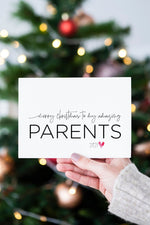 Cute Christmas Cards for Parents, To My Mother Father Merry Christmas Card from Daughter, Gifts for Mom Dad Xmas, Seasons Greetings Holidays