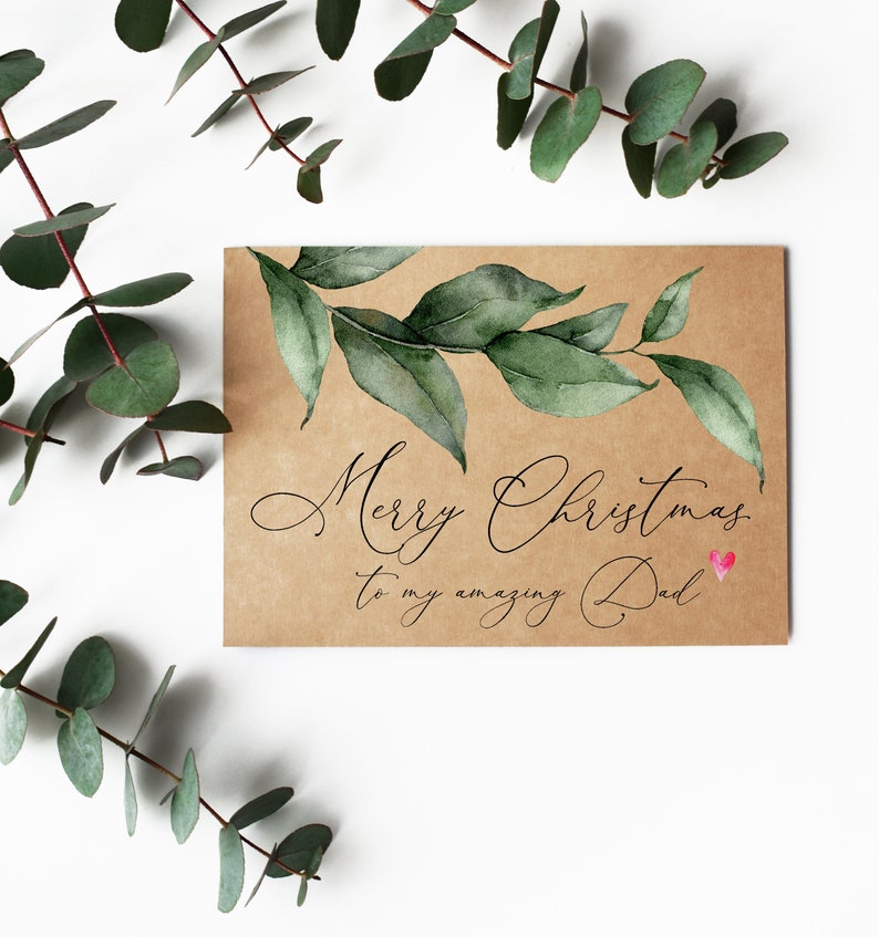 
            
                Load image into Gallery viewer, Christmas Cards for Dad, To My Father Merry Christmas Card, Woodland Greenery, Gifts for Dad, Xmas Cards, Seasons Greetings, Happy Holidays
            
        