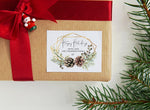 Custom Christmas Gift Label Stickers, Happy Holidays Stickers, Rectangle Labels, Rustic Christmas Wreath, Envelope Seals, Xmas Present Tags
