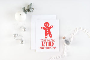 
            
                Load image into Gallery viewer, Christmas Cards for Dad, To My Father Merry Christmas Card, Gingerbread Man, Gifts for Men, Fun Xmas Cards, Father Gift, Mens Gift
            
        