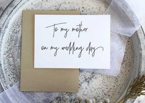To My Mother on My Wedding Day Card for Mom From Bride or Groom