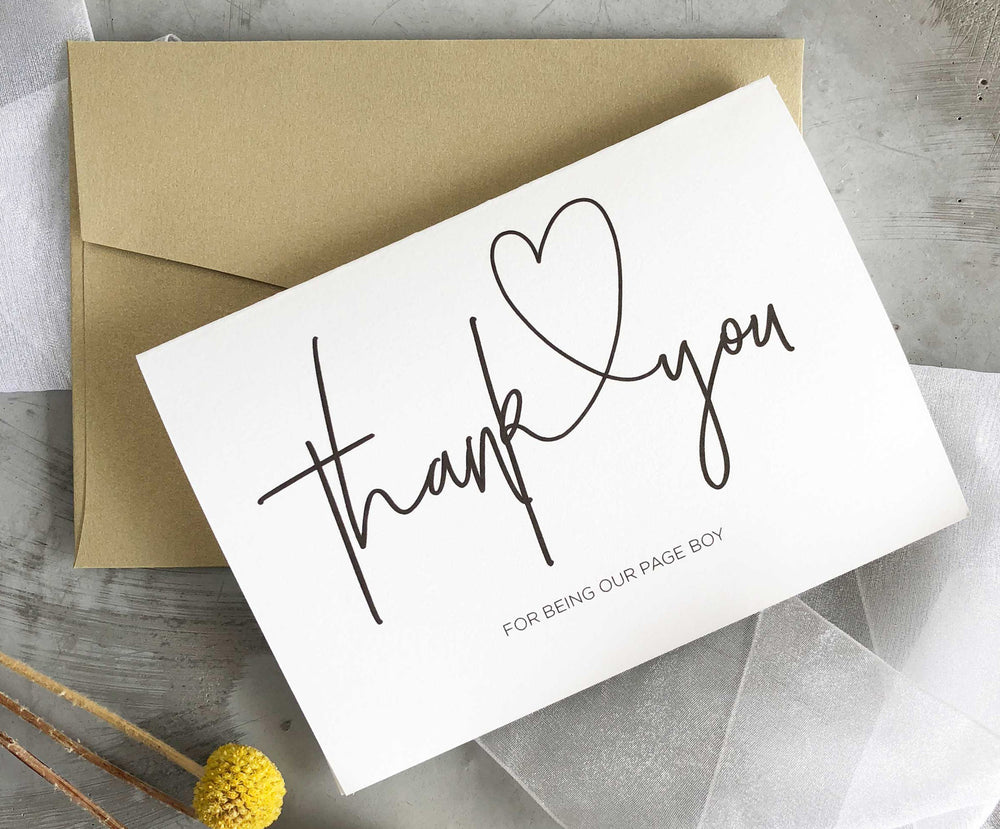 
            
                Load image into Gallery viewer, &amp;quot;Thank You for Being Our Page Boy Wedding Card&amp;quot; Bridal Party Gift
            
        