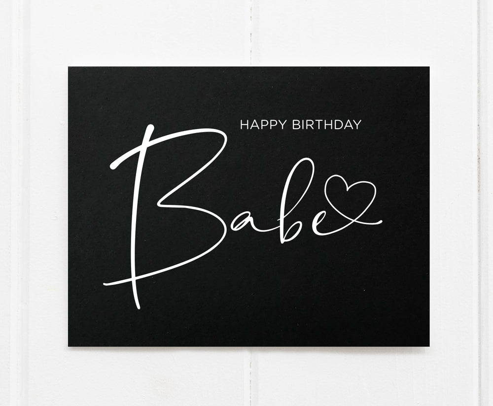 Black Happy Birthday Babe Card for boyfriend husband wife girlfriend love