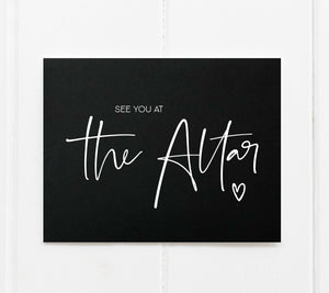 
            
                Load image into Gallery viewer, Black and White See You at the Altar Modern Wedding Day Card for Bride and Groom
            
        