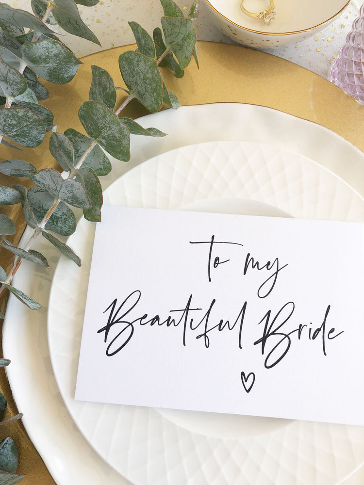 "To My Beautiful Bride on Our Wedding Day" Card from Groom for Bride