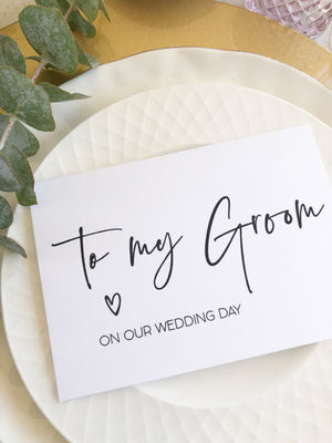 
            
                Load image into Gallery viewer, &amp;quot;To My Groom on Our Wedding Day&amp;quot; Card for Groom from Bride
            
        