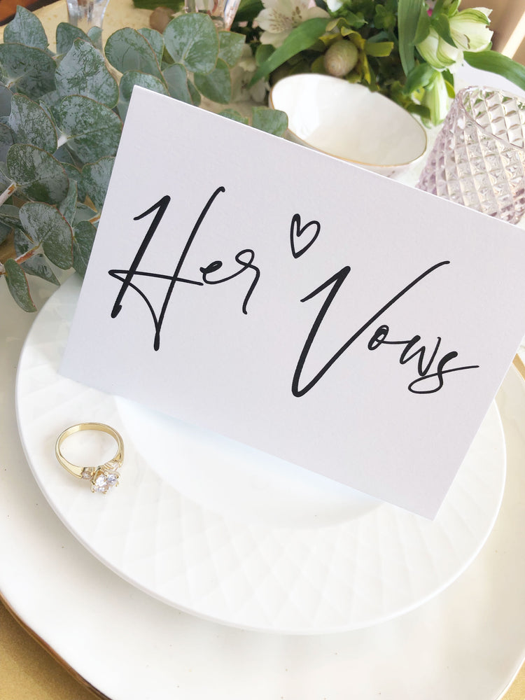 "His & Her Vows" Modern Wedding Vow Keepsake Card Set