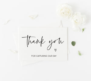 Thank You for Being our Photographer Card, Wedding Vendor Gift