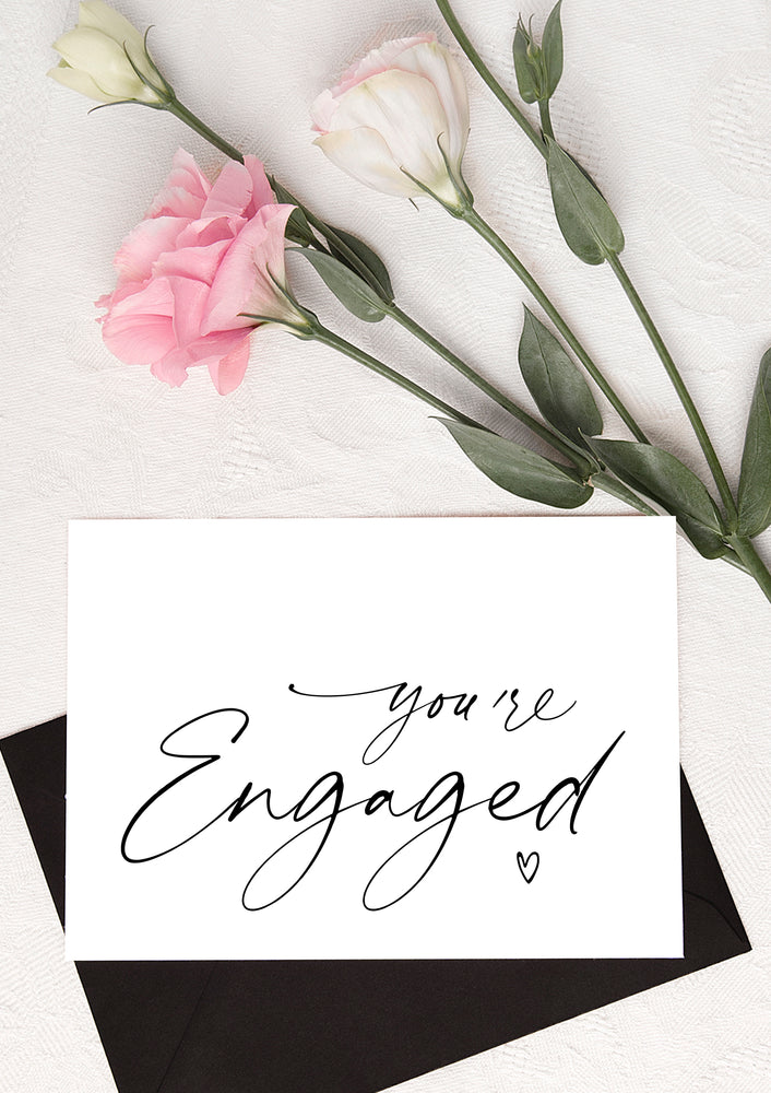 you're engaged heart wedding congratulations card for friends