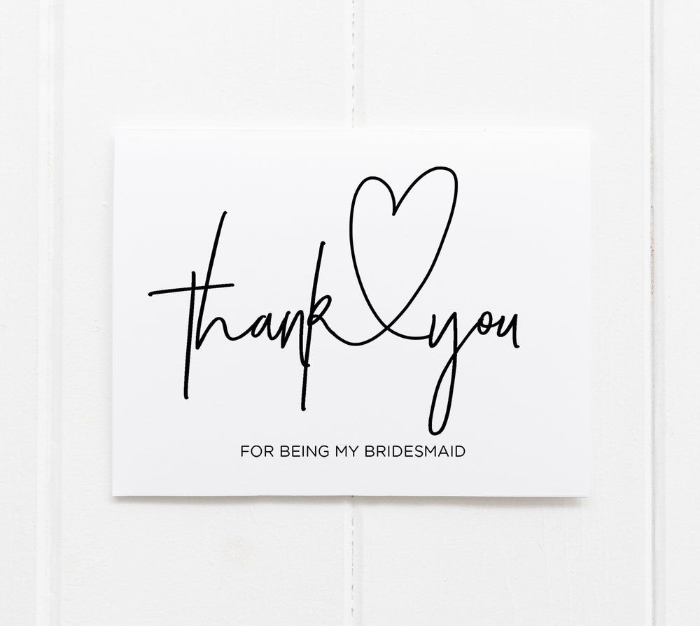 "Thank You For Being My Bridesmaid" Thank You Card for Bridesmaids